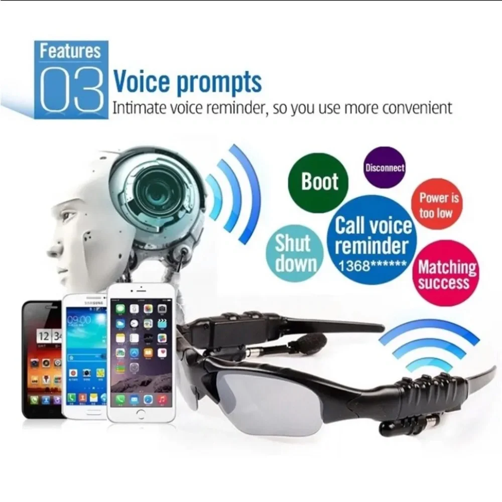 Wireless Headset Sunglasses with Mic & Noise Reduction